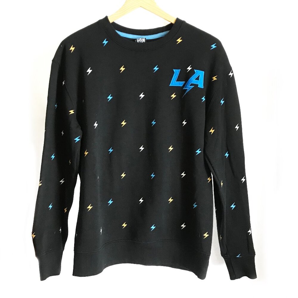 NFL Los Angeles Chargers Black Sweatshirt Bolt Print Small